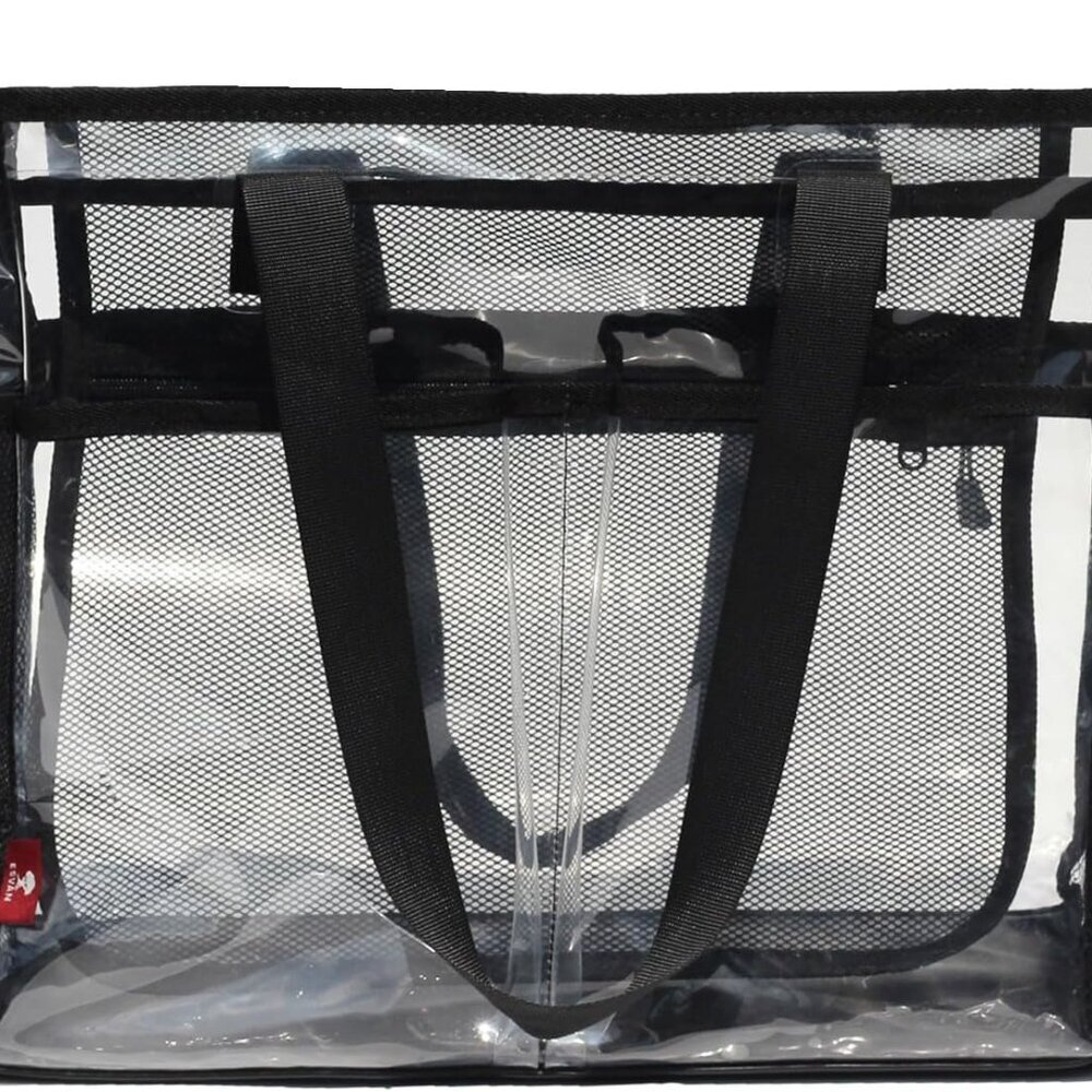 Lightweight Clear Tote Bag with Strong Shoulder Strap - 19x6x14 for Easy Carry